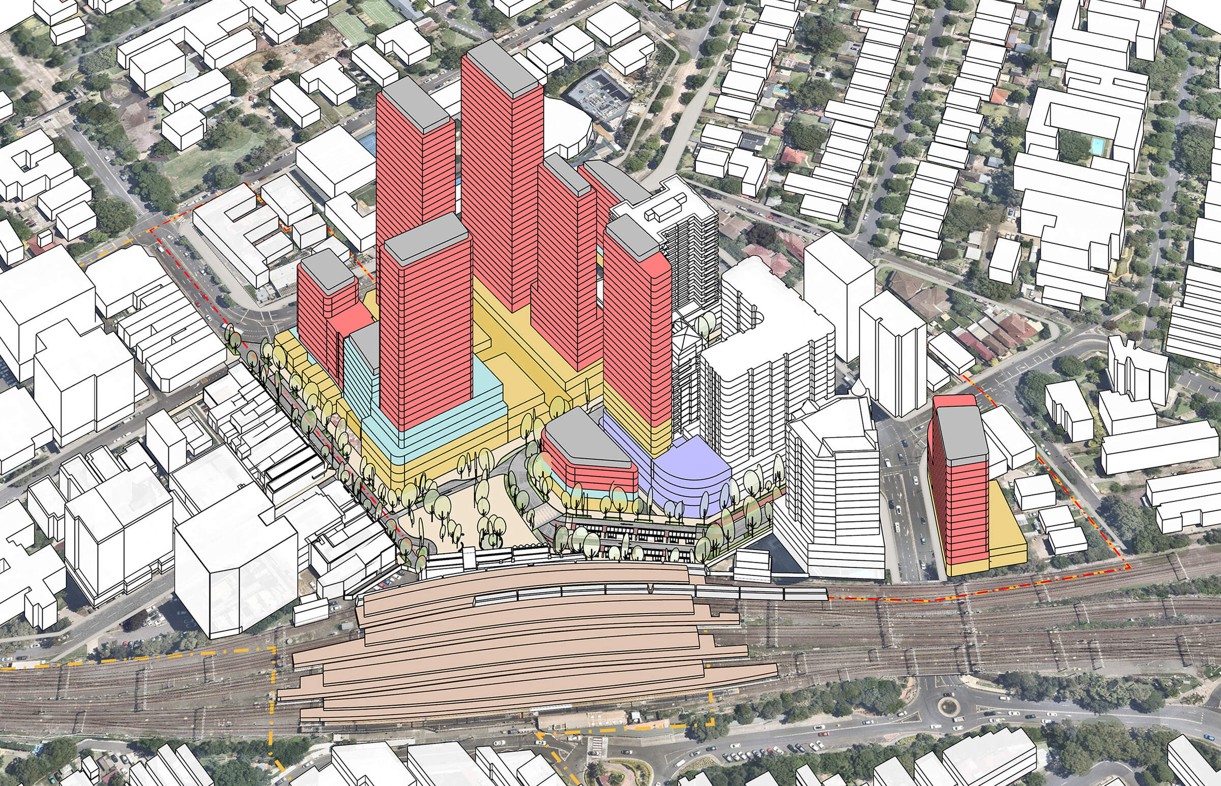 Key sites model of Strathfield Town Centre, Option 1