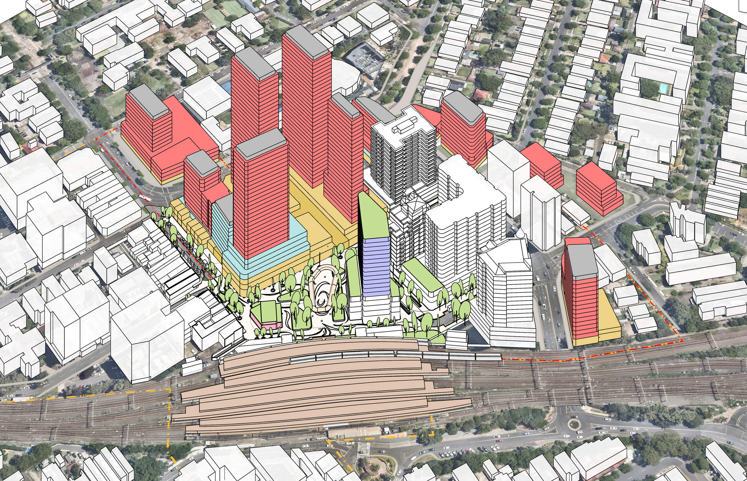 Key sites model of Strathfield Town Centre, Option 3